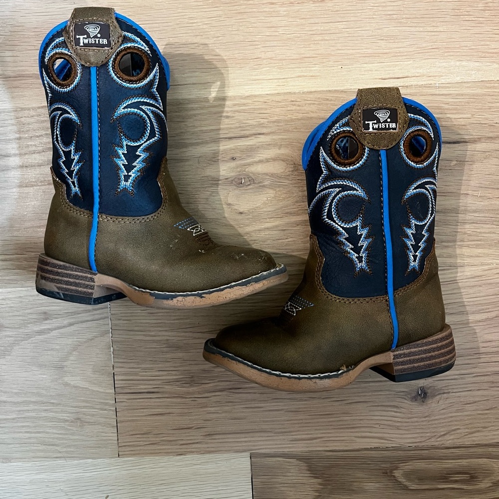 Twister Kids Brown and Blue Cowboy Boots Size 5 (toddler)